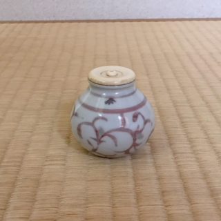 潮桂子　釉裏紅茶入